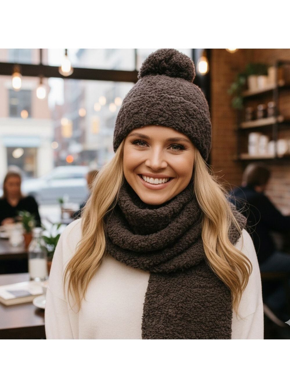 Barefoot Dreams Espresso Beanie and Scarf Set